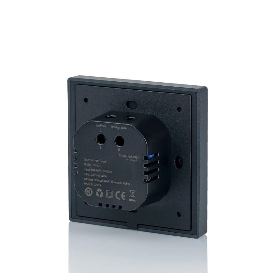 Dos du panneau de commande Magnetic avec les bornes de phase et de neutre de son module de raccordement