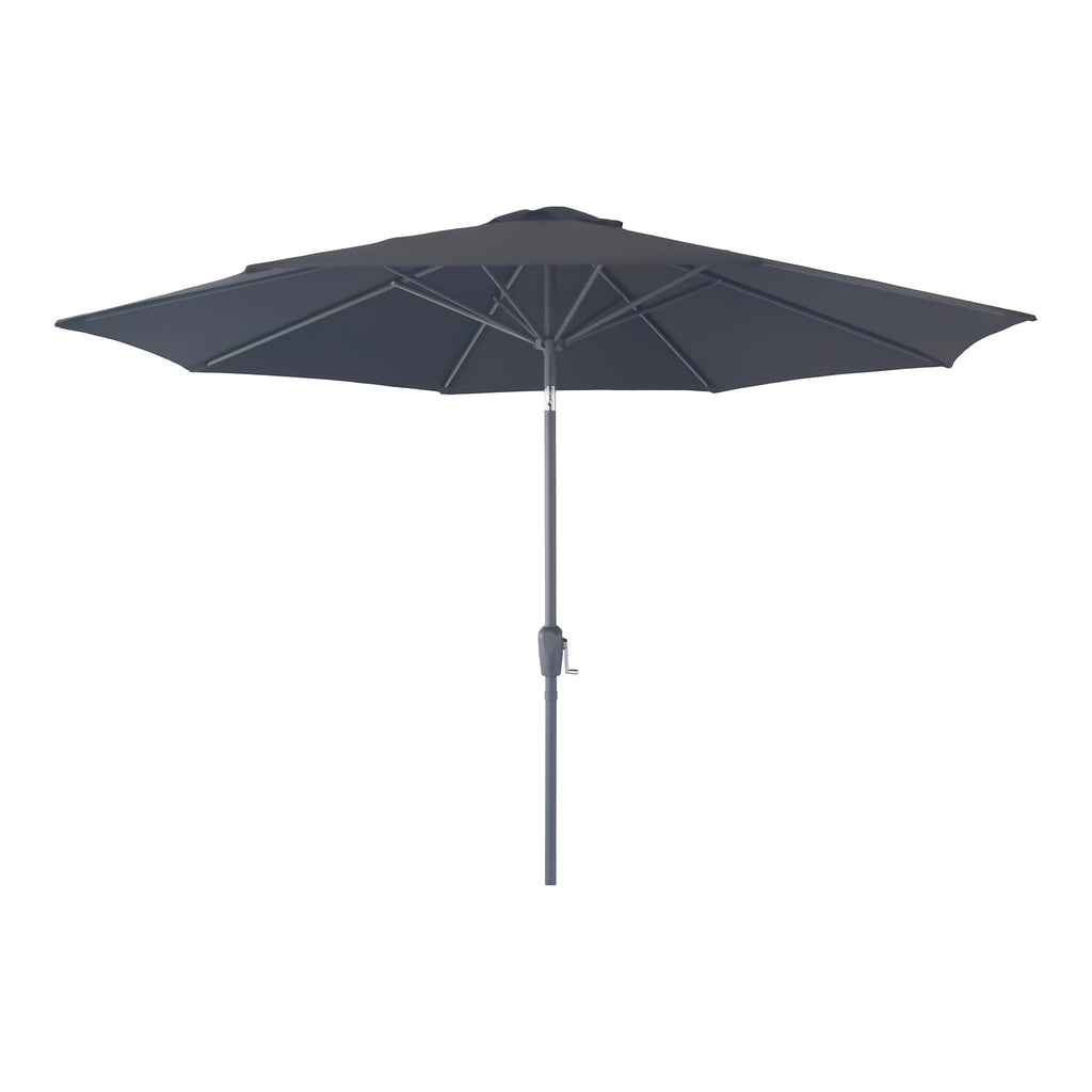 Parasol Houston polyester noir Ø300 cm manivelle et inclinable, vue de face fond blanc