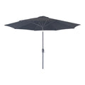 Parasol Houston polyester noir Ø300 cm manivelle et inclinable, vue de face fond blanc