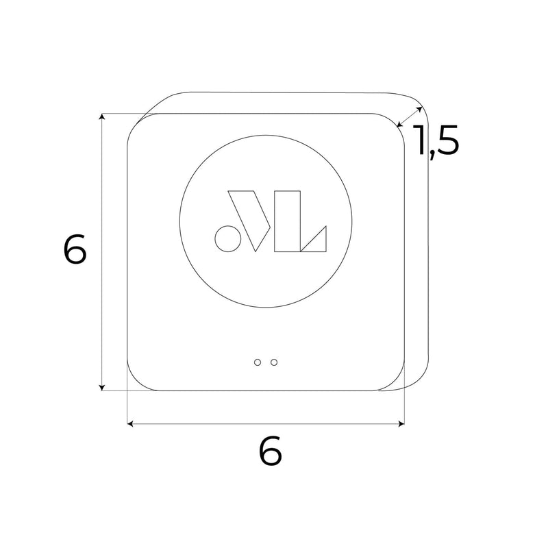 Dimensions Pasarela Zigbee Tuya Magnetic blanca