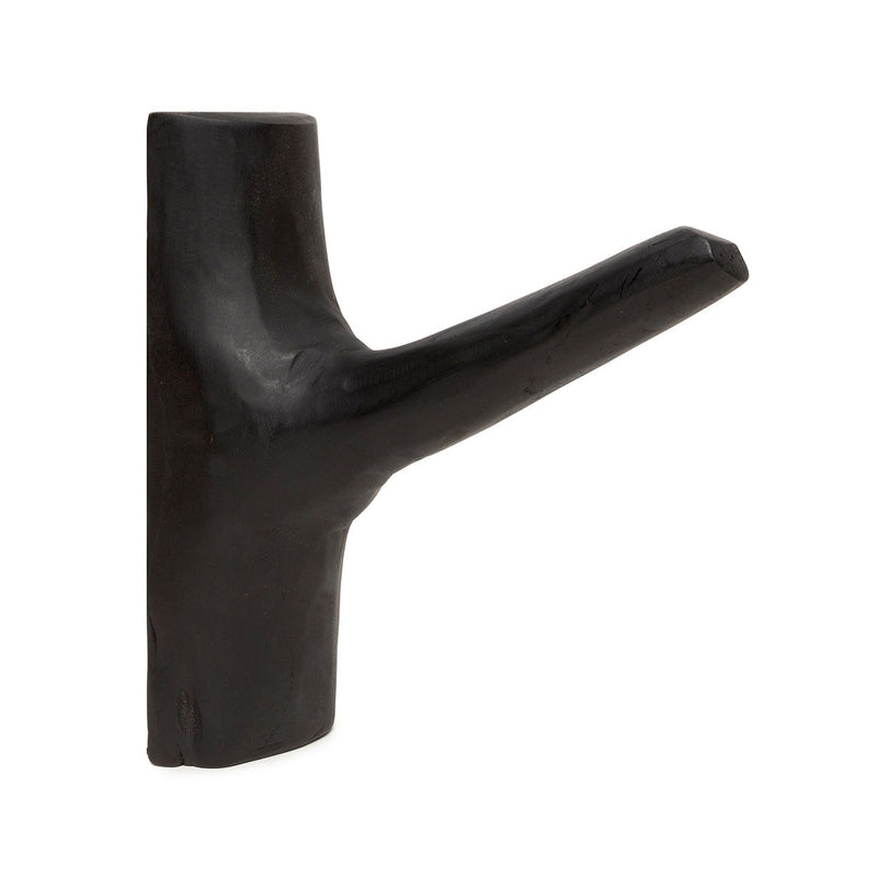 Dimensions Patère en fourche de teck teinté noir 20 cm