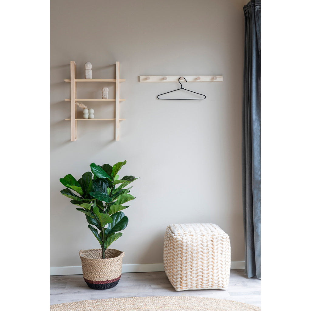 Patère murale Abano peuplier naturel ambiance salon cintre noir étagère bois style nordique
