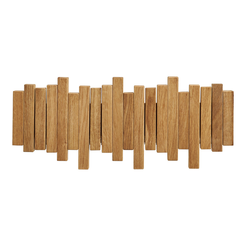 Patère murale Caltra chêne naturel vue frontale profil lattes bois clair minimaliste