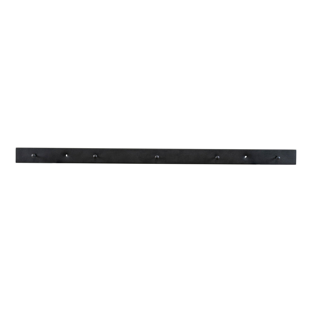 Patère murale Vita acier noir mat 70 cm 7 crochets ronds vue de face minimaliste