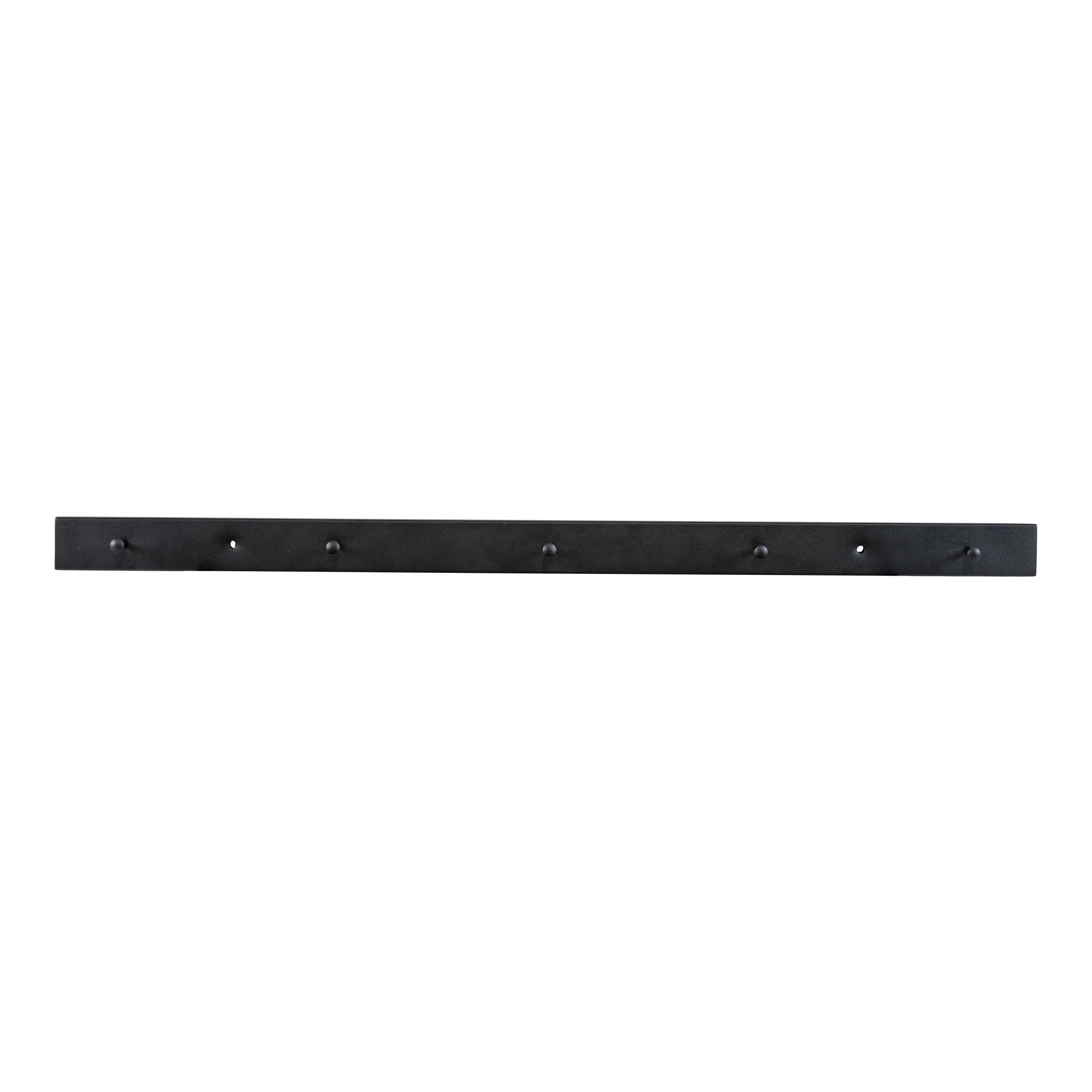 Patère murale Vita acier noir mat 70 cm 7 crochets ronds vue de face minimaliste