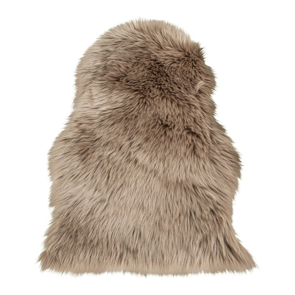 Peau d'agneau artificielle mushroom 50x85 cm fausse fourrure longue polyester vue du dessus