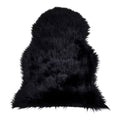 Peau d'agneau artificielle noire 50x85 cm fausse fourrure longue polyester vue du dessus
