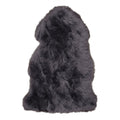 Peau d'agneau naturelle grise 50x85 cm vraie peau longue poil bouclé vue du dessus