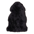 Peau d'agneau naturelle noire 50x85 cm vraie peau longue poil bouclé vue du dessus