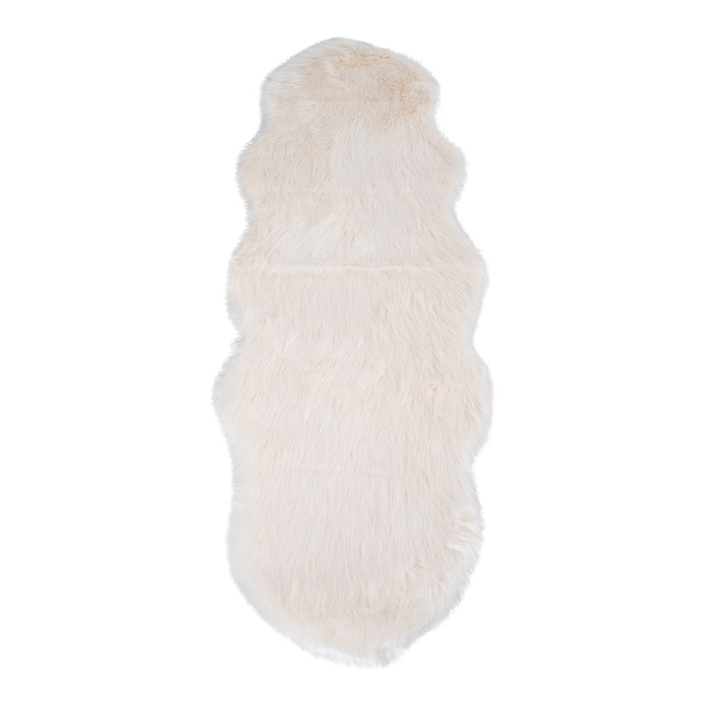 Peau d'agneau synthétique fausse fourrure ivoire blanc cassé 60x180 cm vue dessus
