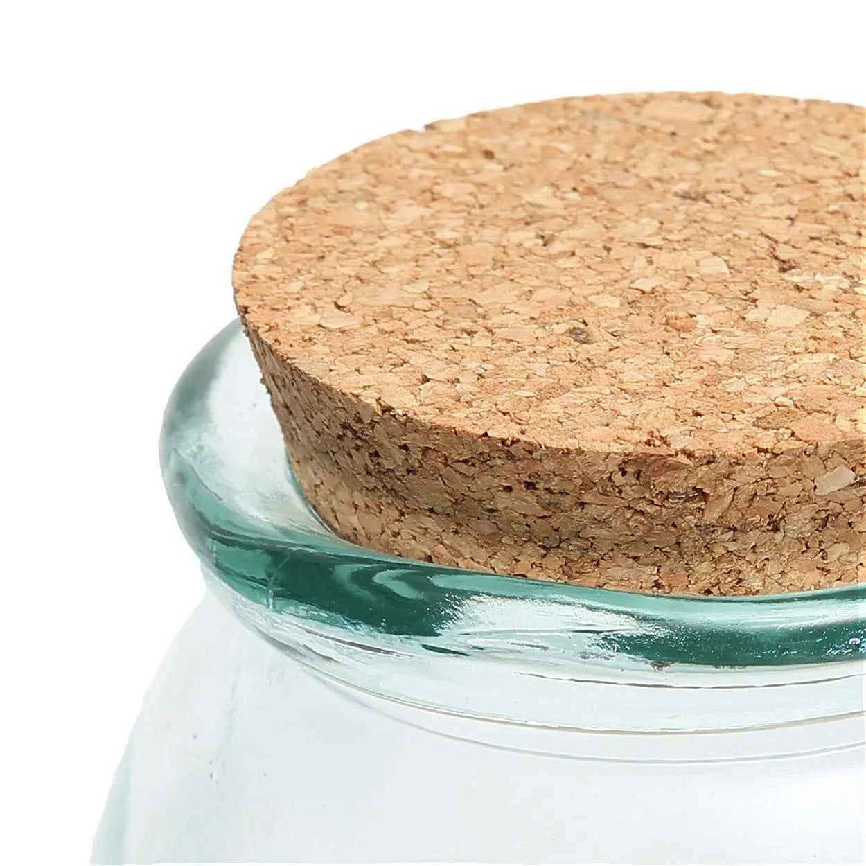 Petit bocal ventru à bouchon de liège en verre recyclé 10 cm, vue 3