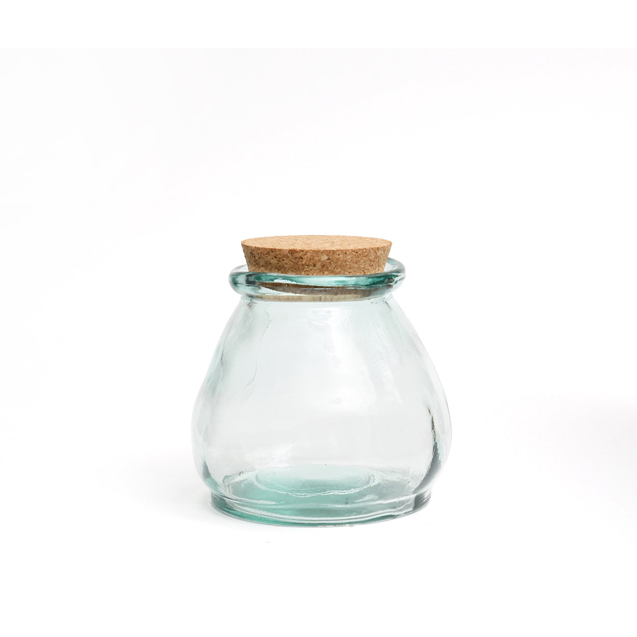 Petit bocal ventru à bouchon de liège en verre recyclé 10 cm