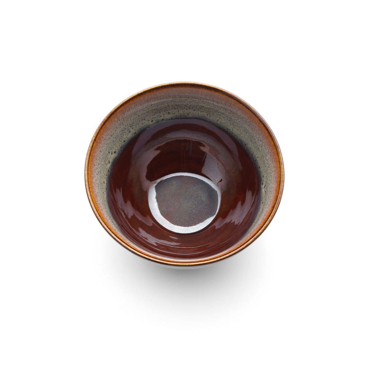 Intérieur du petit bol Smoked Horizon avec son fond brun brillant et son moucheté gris