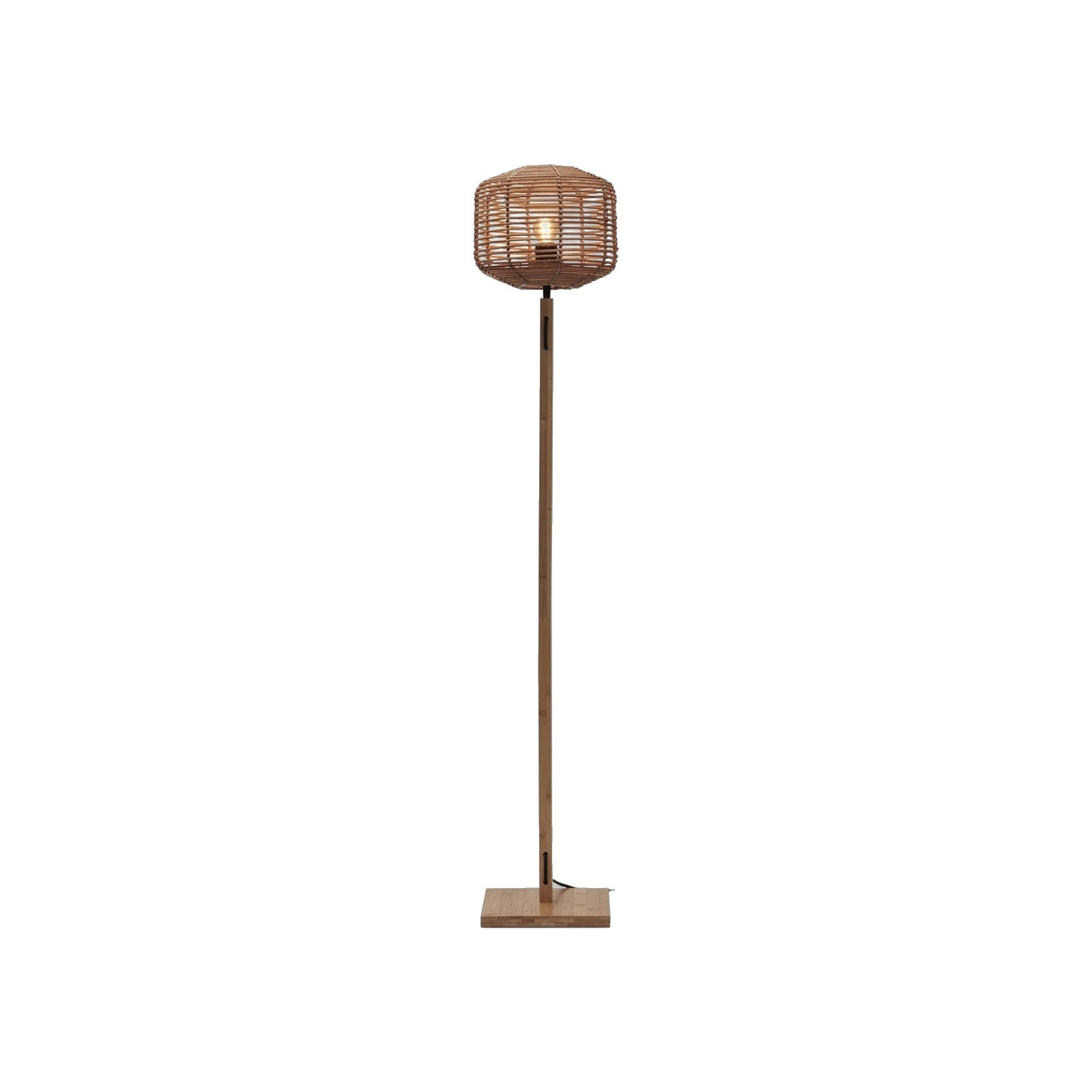 Petit lampadaire droit Tanami rotin tambour 25 cm E27