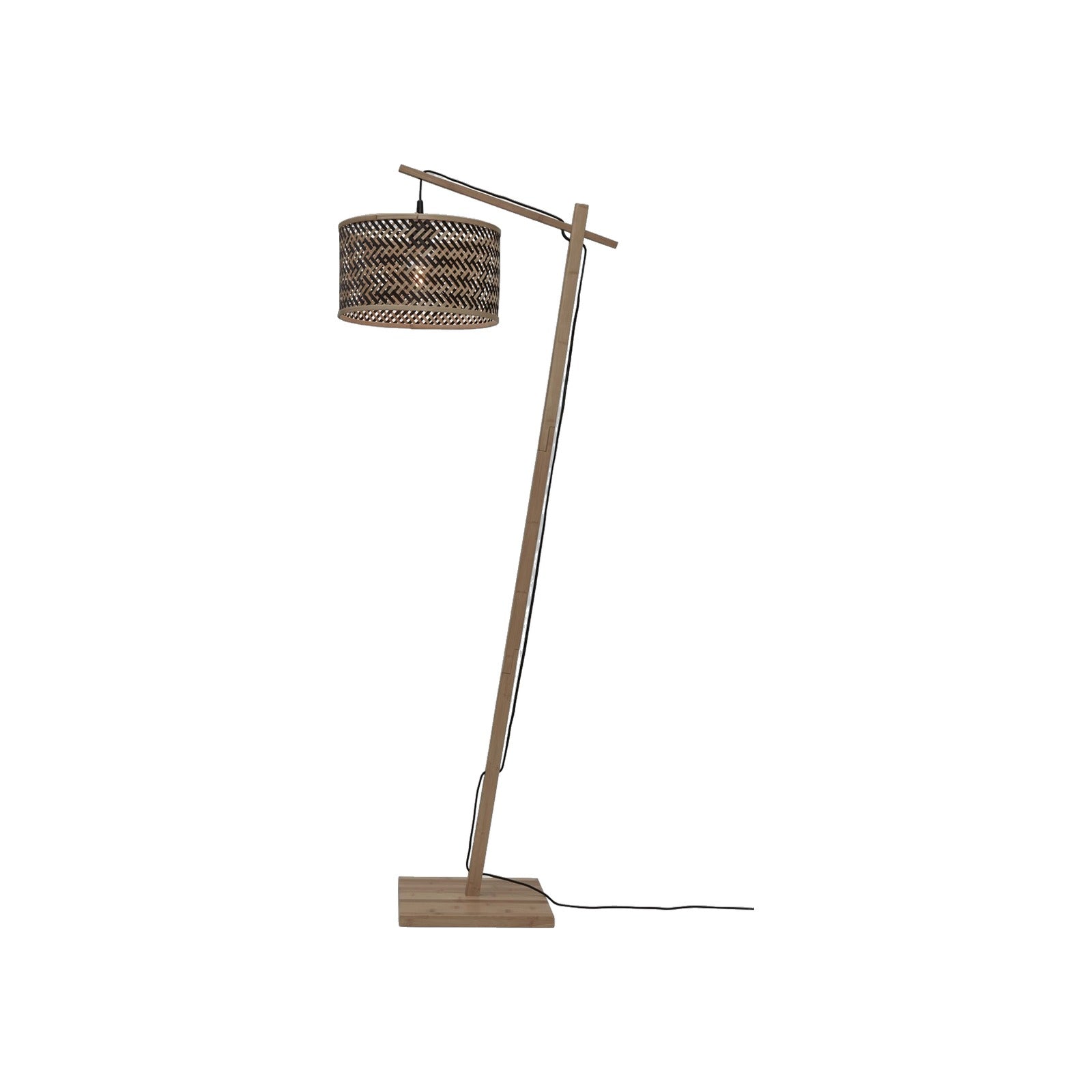 Petit lampadaire Java bicolore bras naturel 32 cm E27