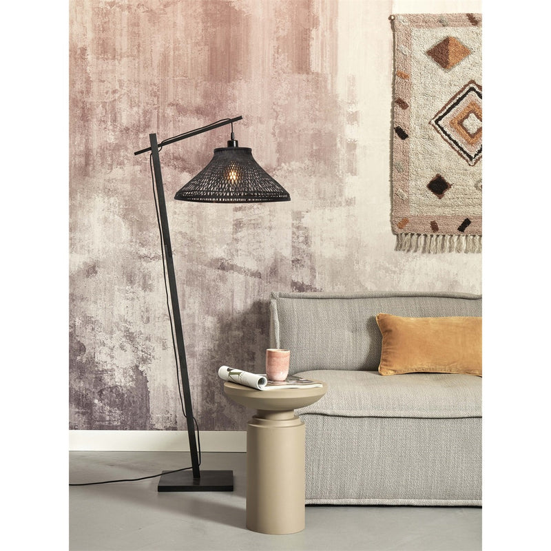 Dimensions Petit lampadaire liseuse Tahiti bambou noir 45 cm E27