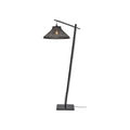 Petit lampadaire liseuse Tahiti bras noir bambou conique 45 cm E27