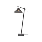 Petit lampadaire liseuse Tahiti bras noir bambou conique 45 cm E27