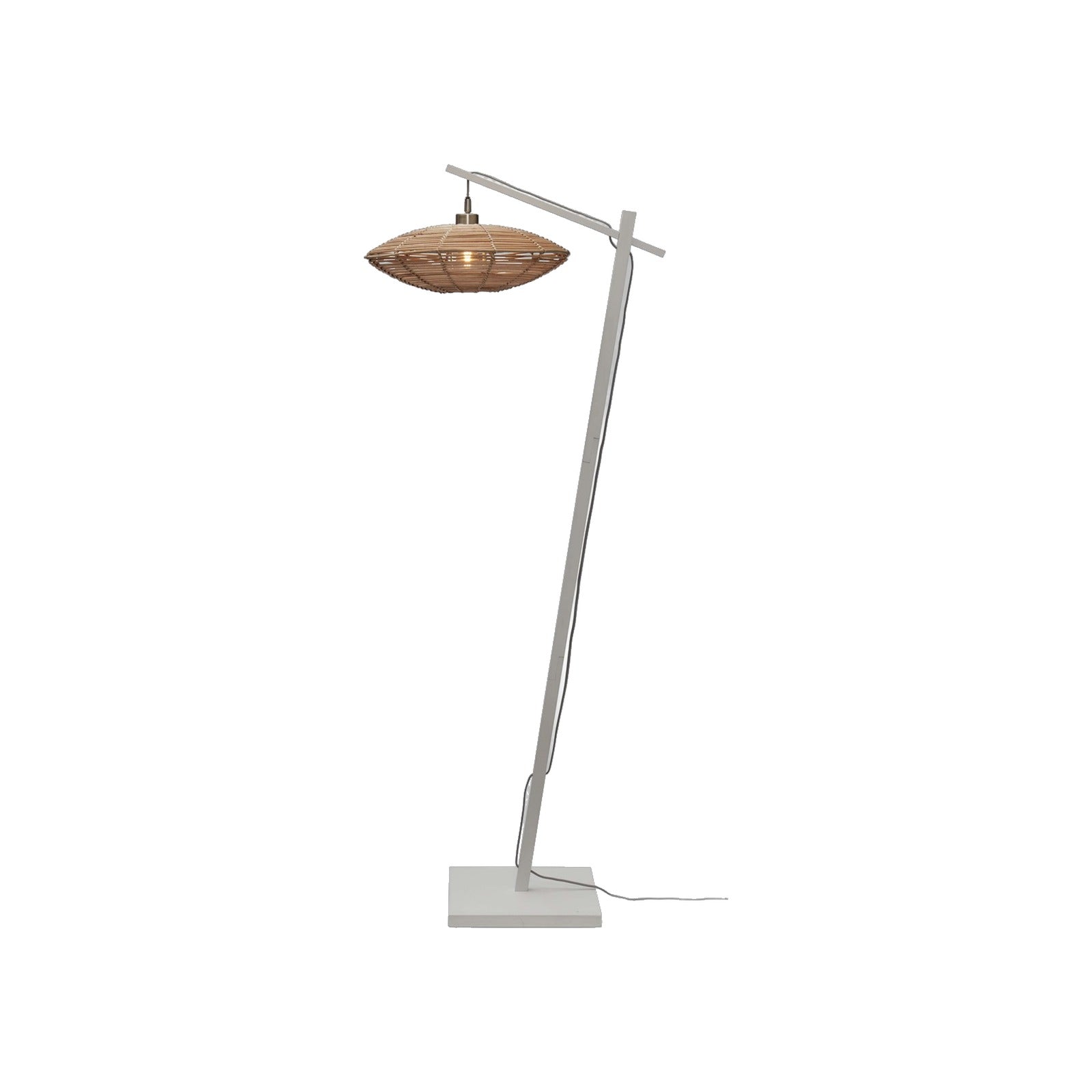 Petit lampadaire liseuse Tanami rotin blanc 40 cm E27