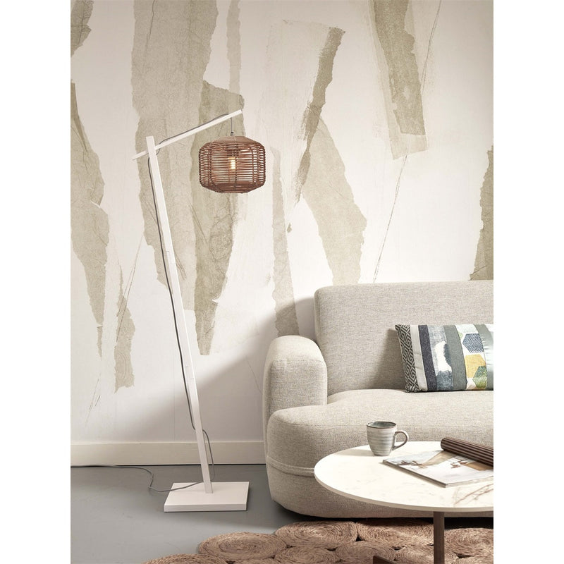 Dimensions Kleine Lese-Stehlampe Tanami Rattan weiß 25 cm E27