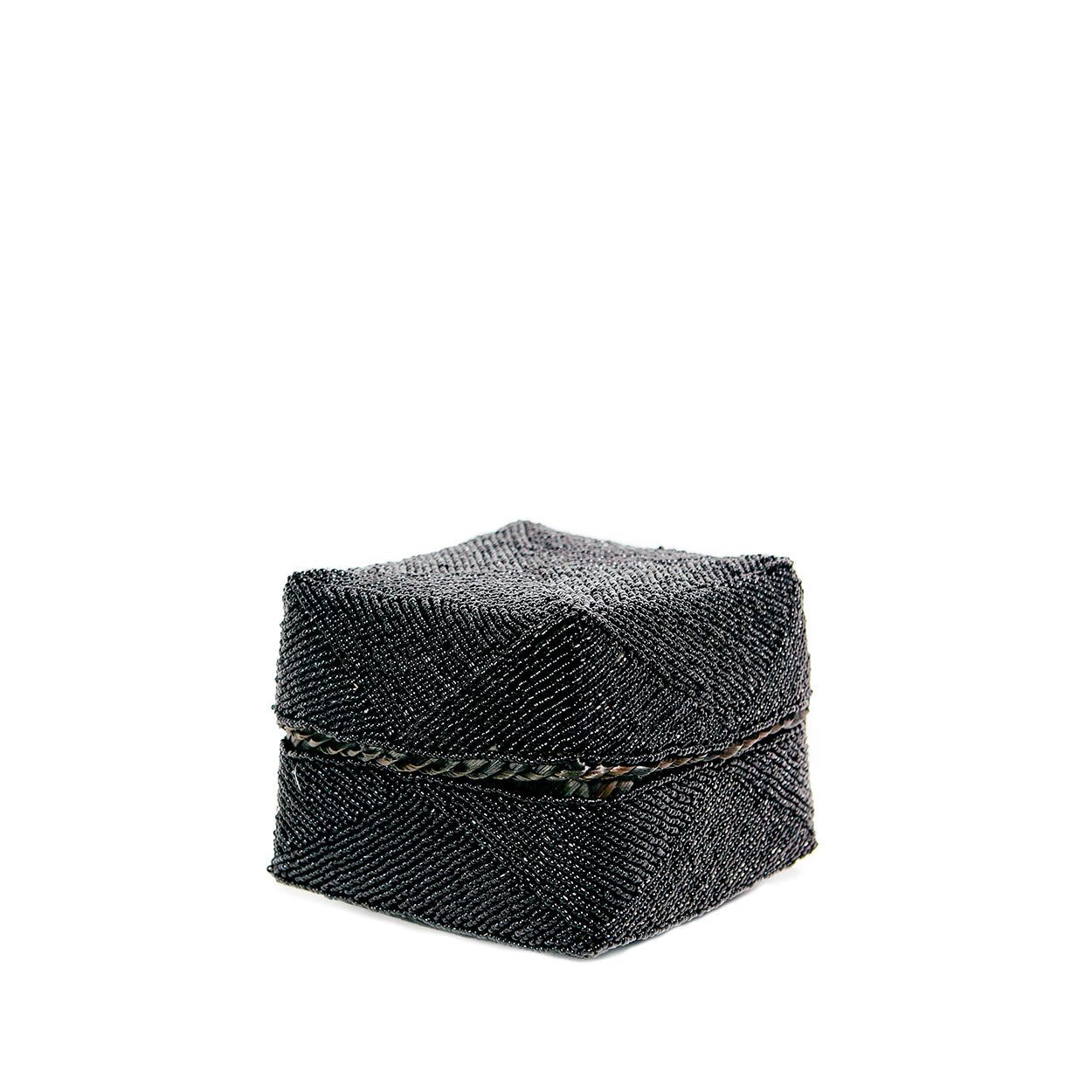 Petit panier Beaded en bambou et perles noires