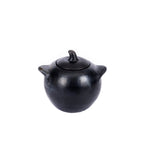 Petit pot à couvercle en terre cuite noircie au feu 8 cm