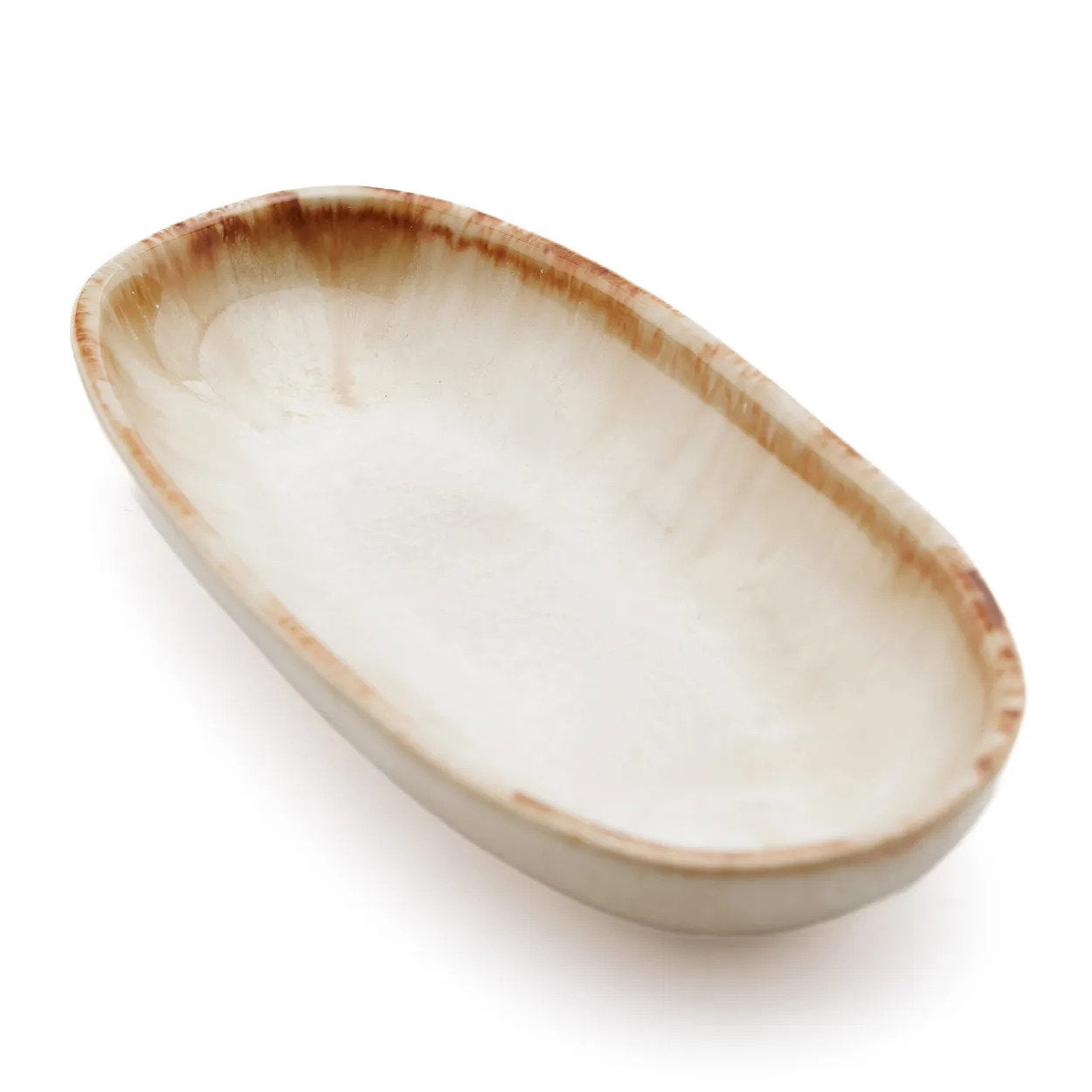 Petite assiette ovale Cascais en grès blanc 16 cm, vue 7