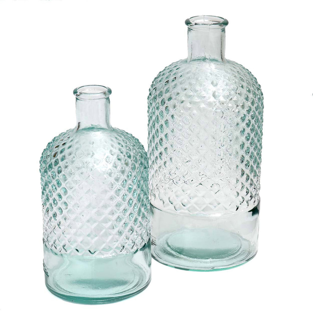 Petite bouteille décorative à pointes de diamant en verre recyclé 22 cm, vue 5