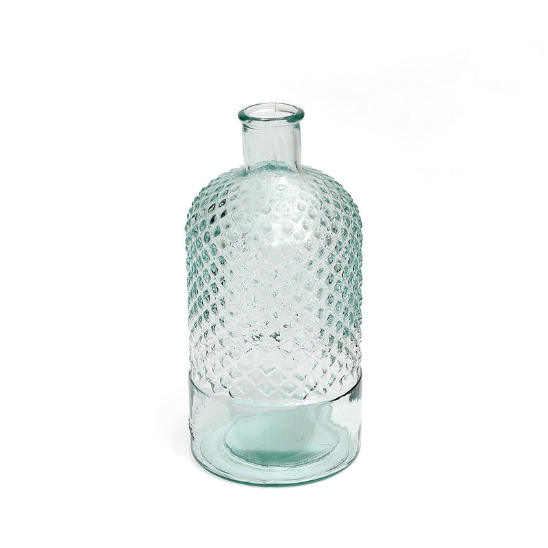 Dimensions Petite bouteille décorative à pointes de diamant en verre recyclé 22 cm