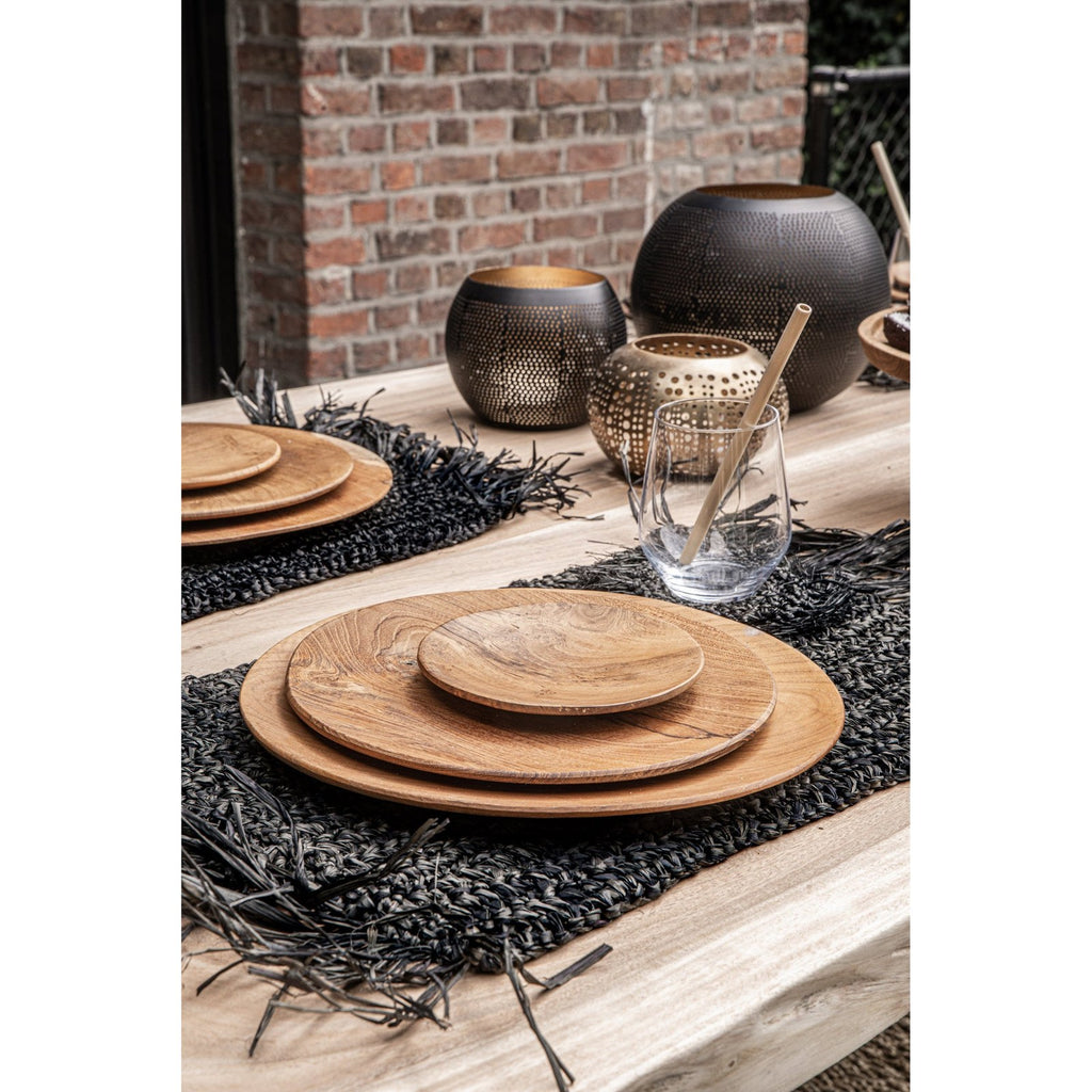 Photophore boule en laiton perforé noir et doré 19 cm, vue 3
