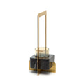 Photophore à socle de marbre noir et anse de laiton 38 cm