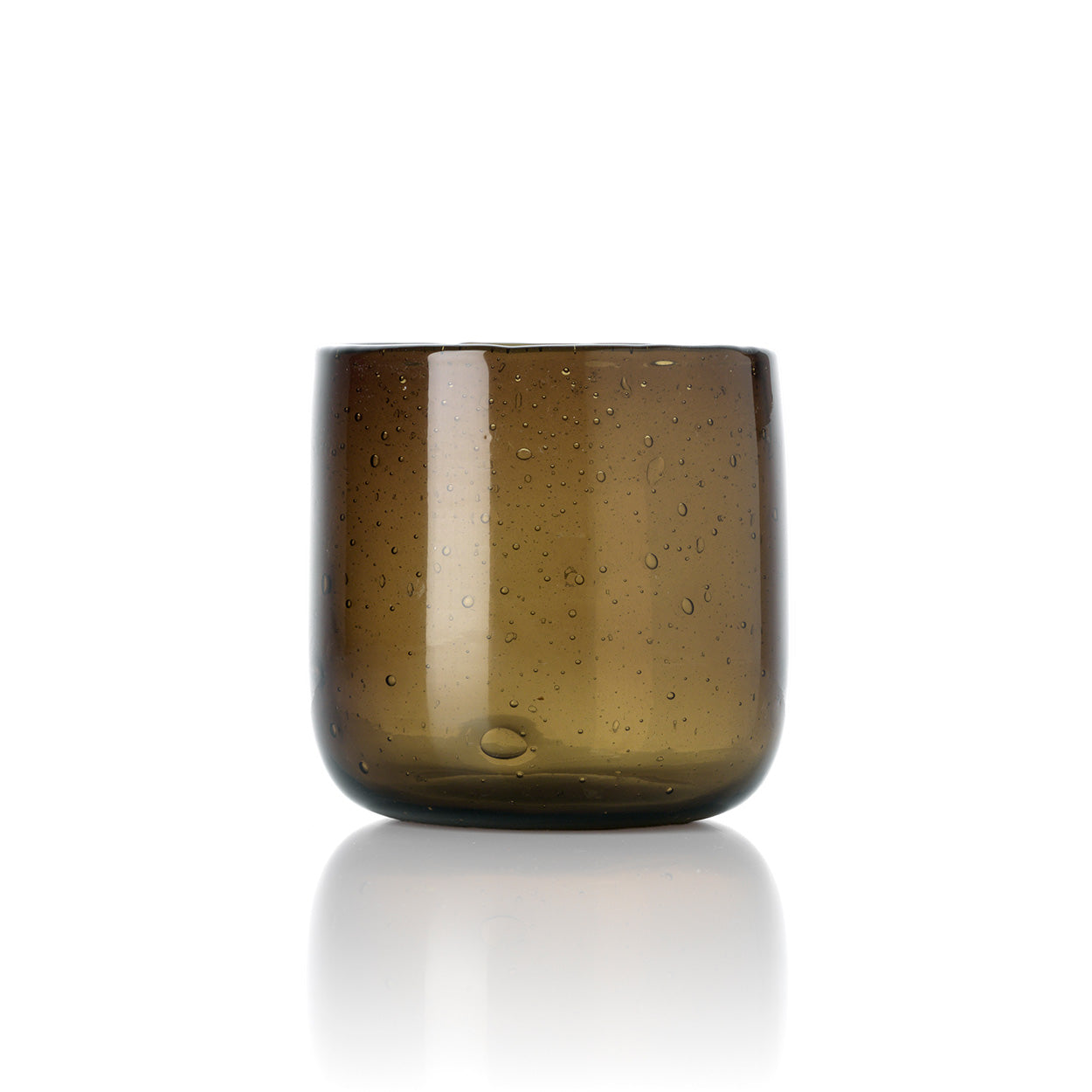 Photophore en verre cognac bullé 9 cm