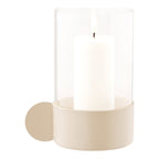 Photophore verre et socle beige 16 cm vue de face