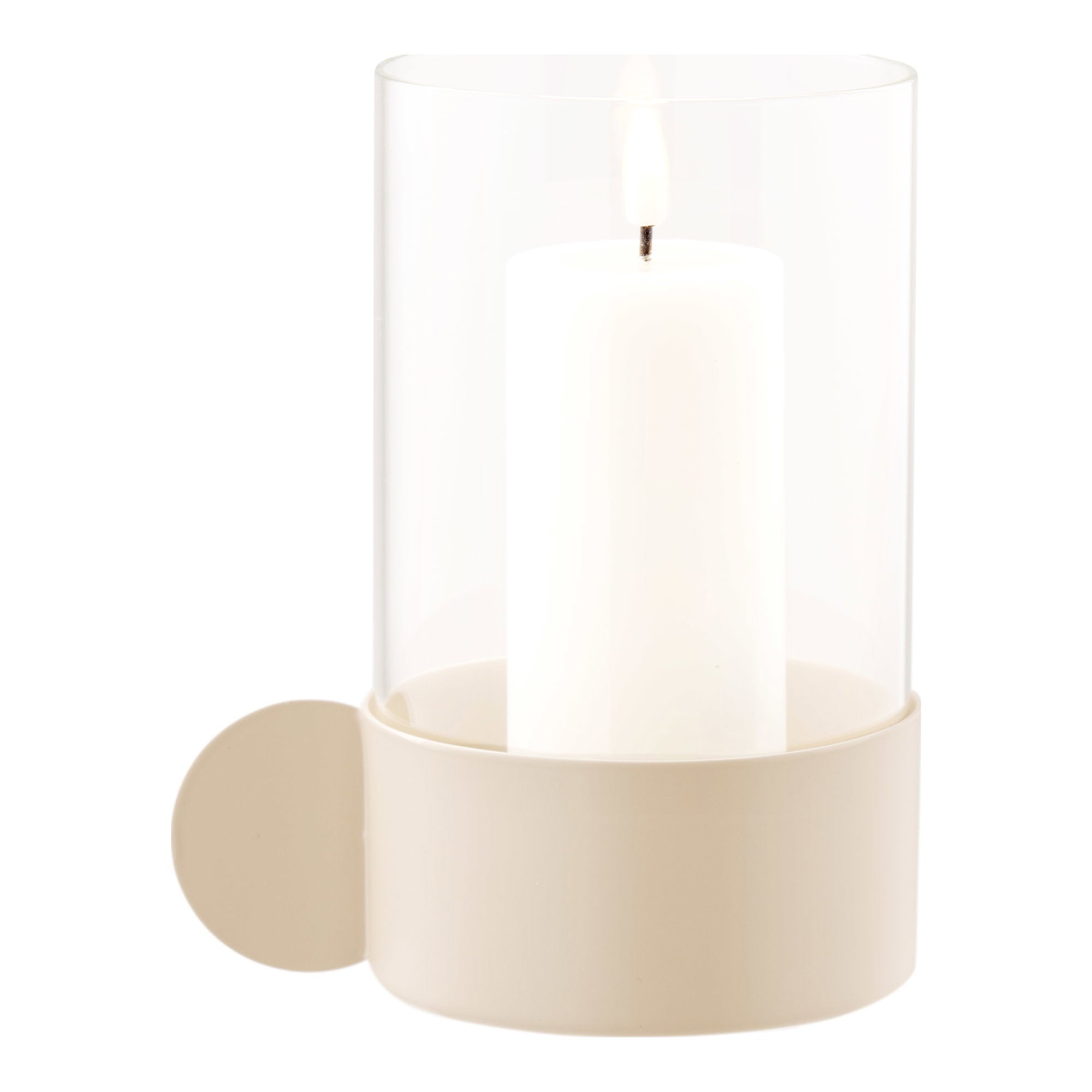 Photophore verre et socle beige 16 cm vue de face
