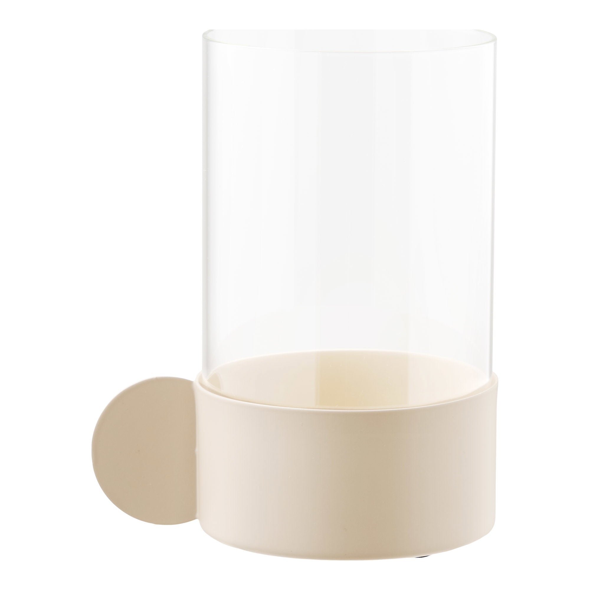 Photophore verre et socle beige 16 cm