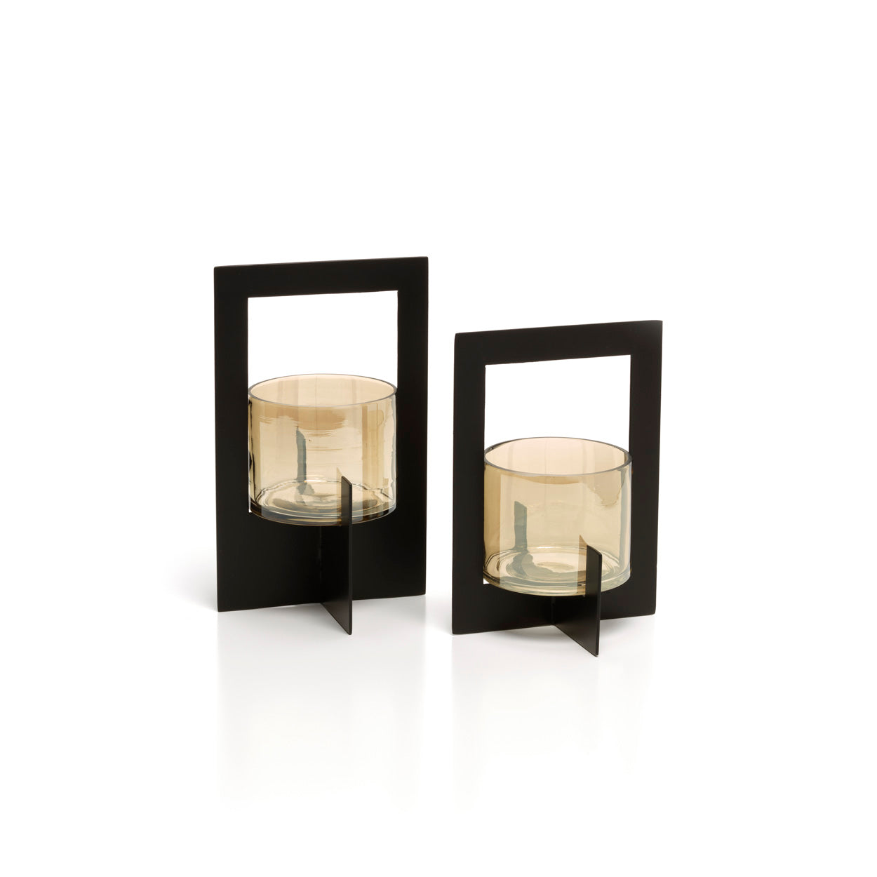 Photophore en verre fumé à cadre de métal noir 18 cm, vue 5