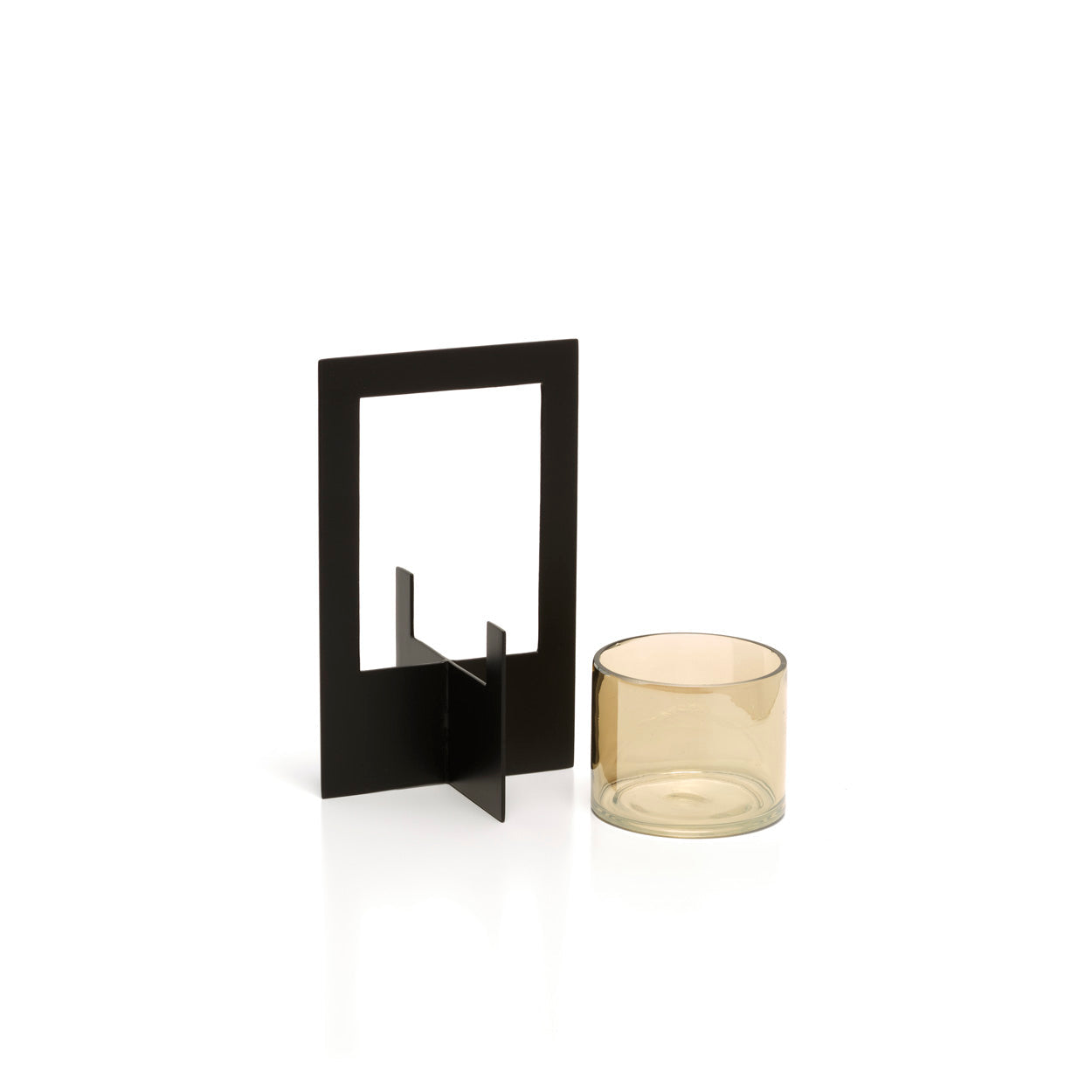 Photophore en verre fumé dans un cadre de métal noir 21 cm, vue 4