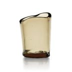Photophore en verre fumé soufflé à bord oblique 16 cm