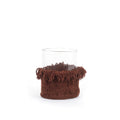 Photophore en verre à manchette tissée brun brique 13 cm