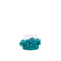 Photophore en verre à manchette tissée turquoise 8 cm