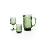 Pichet nervuré à anse en verre recyclé vert, vue 4