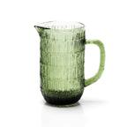 Pichet nervuré à anse en verre recyclé vert