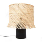 Pied de lampe à poser en terre cuite noire en situation