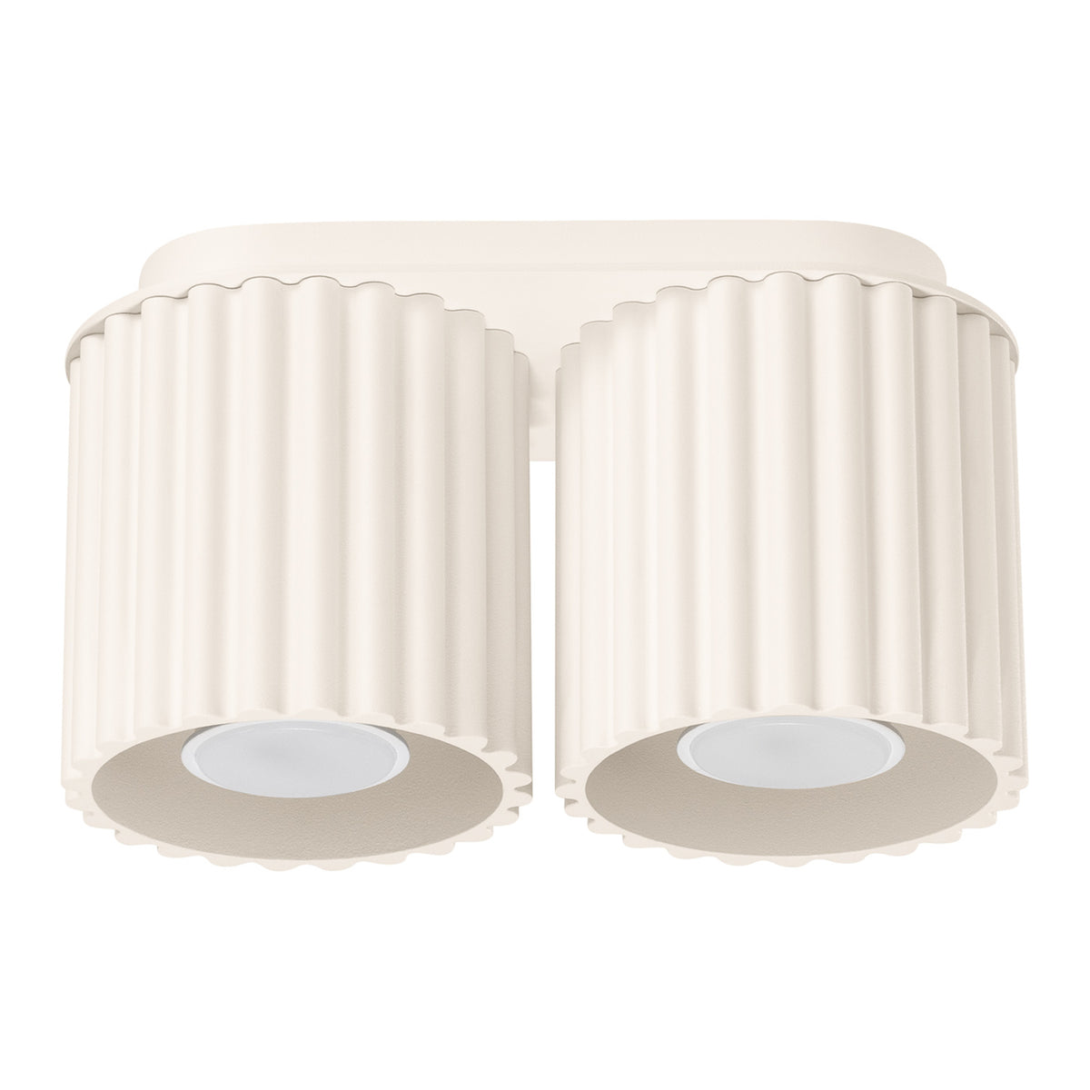Plafonnier 2 spots cannelés Aura aluminium GU10, finition laque beige