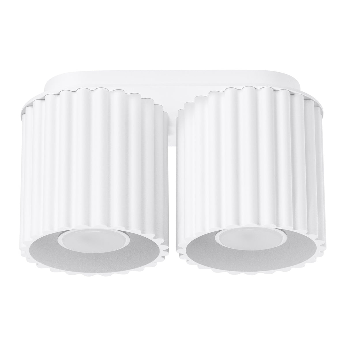 Plafonnier 2 spots cannelés Aura aluminium GU10, finition laque blanche