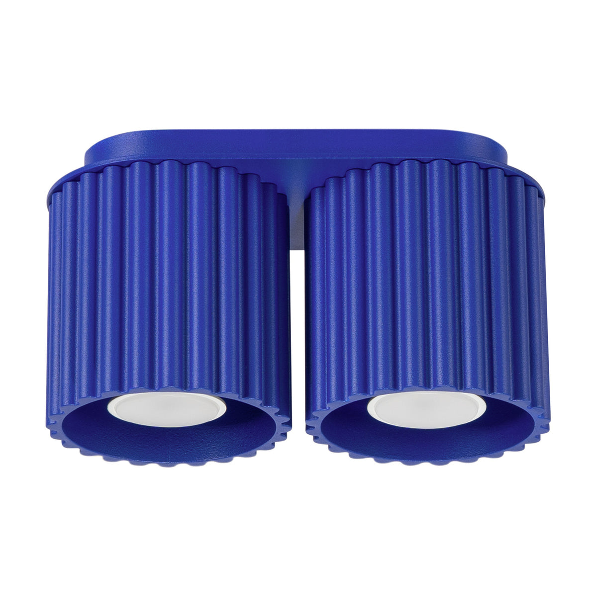 Plafonnier 2 spots cannelés Aura aluminium GU10, finition laque bleu outremer