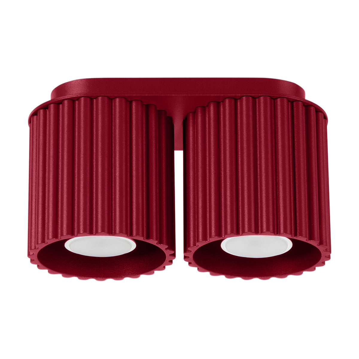 Plafonnier 2 spots cannelés Aura aluminium GU10, finition laque bordeaux