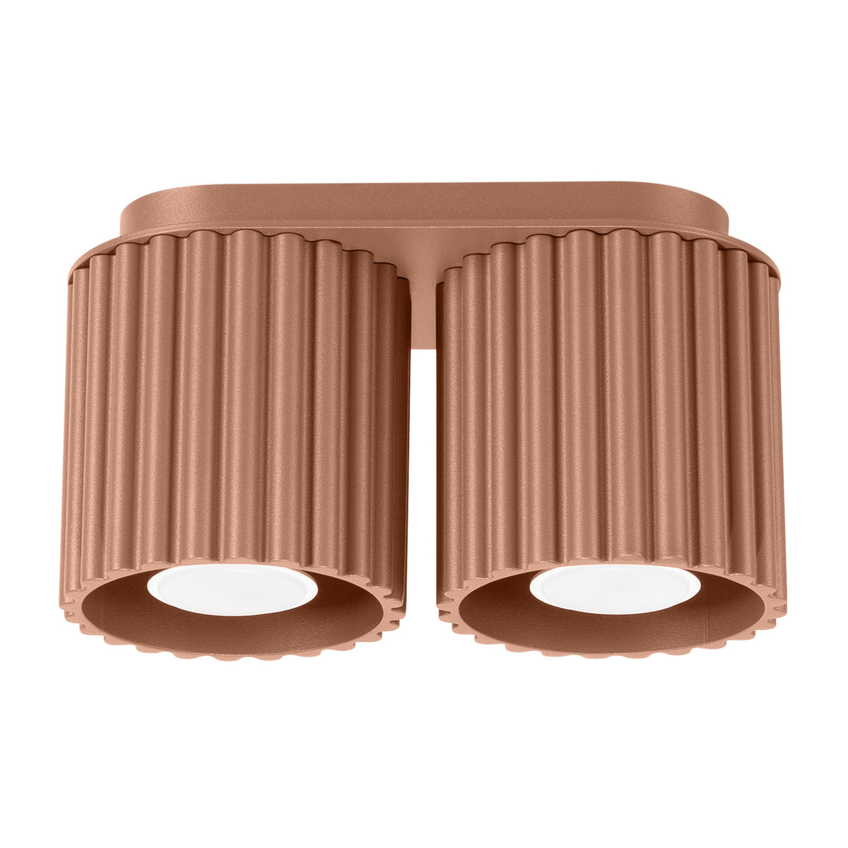 Plafonnier 2 spots cannelés Aura aluminium GU10, finition laque brun moka