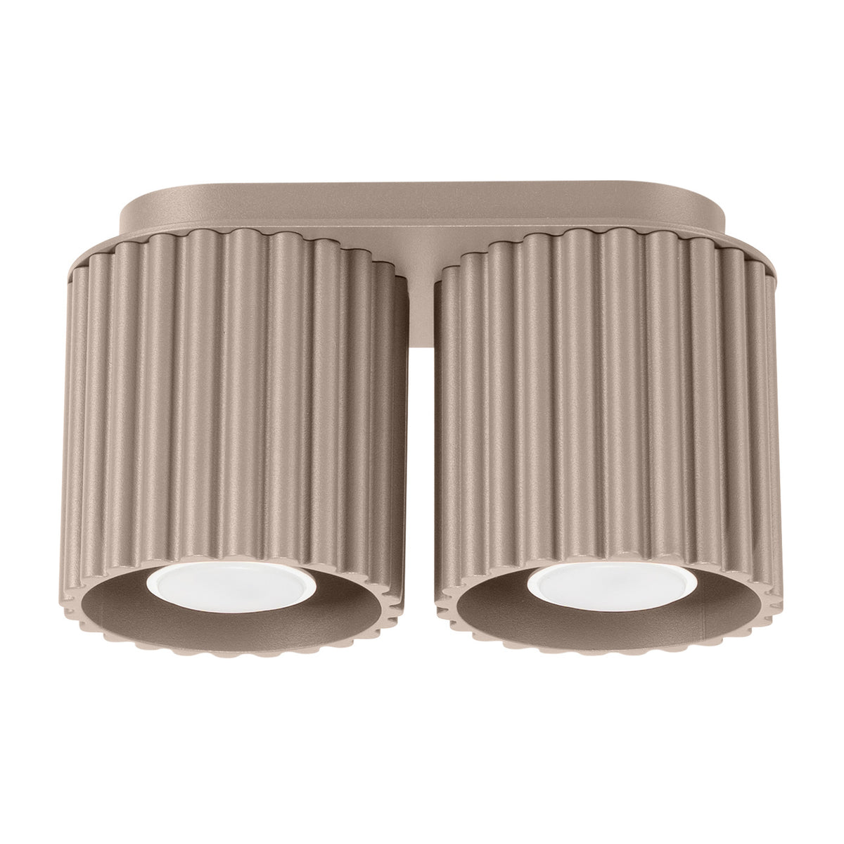 Plafonnier 2 spots cannelés Aura aluminium GU10, finition laque taupe