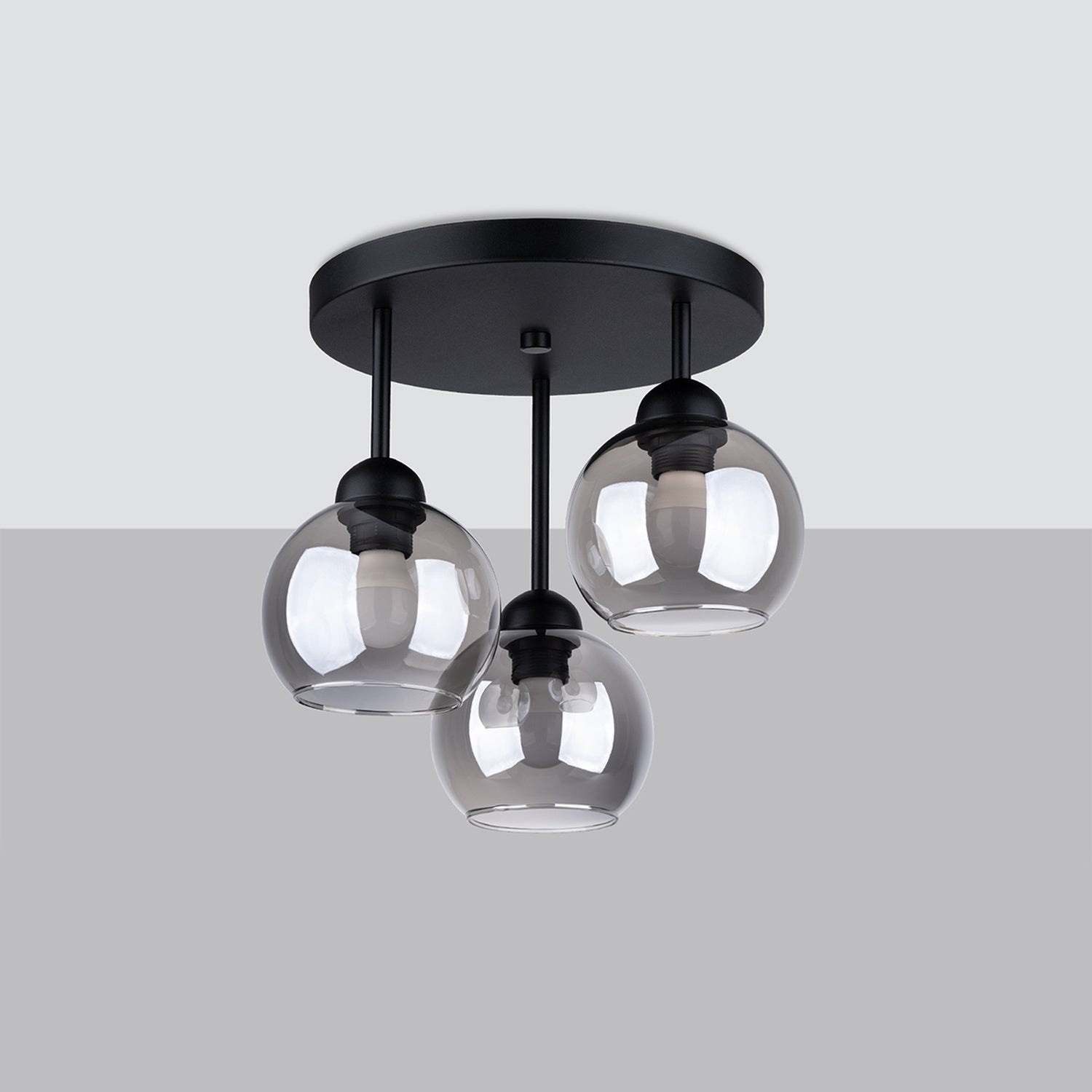 Plafonnier Alino 3 verre fumé E27 de profil